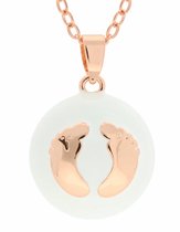 La Rosa Princesa Voetjes Bola Zwangerschapsketting Wit Rosé goudkleurig | Baby Bel Ketting