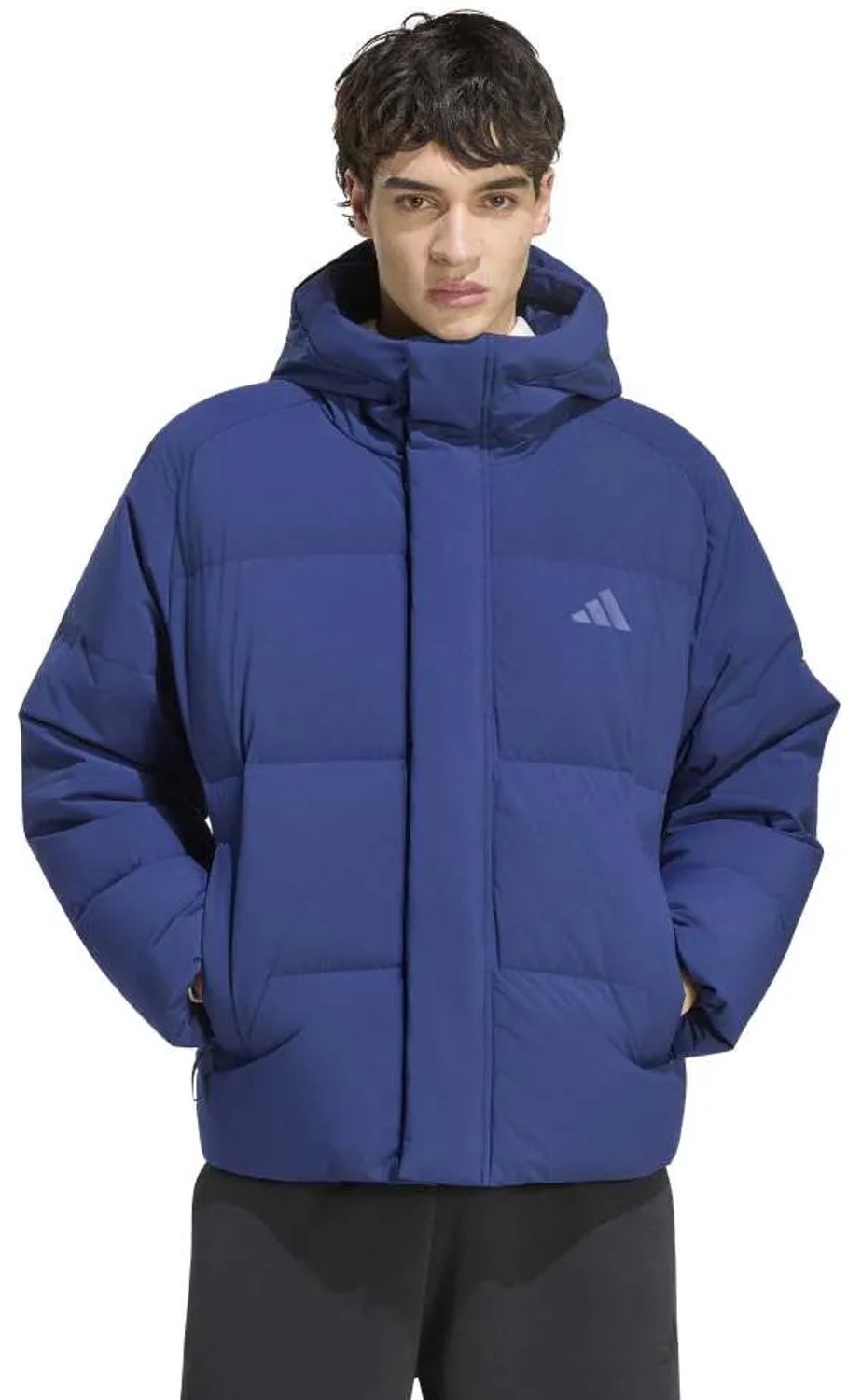 Adidas Helionic Puffer Donzen Jas Regular Man Blauw