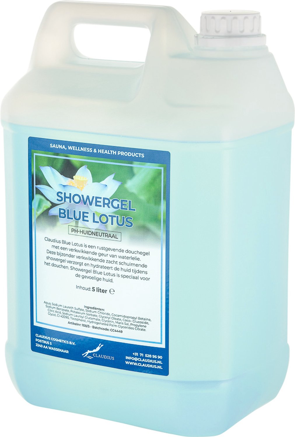 Claudius Douchegel Blue Lotus 5 liter - showergel - navulling - voordeelverpakking