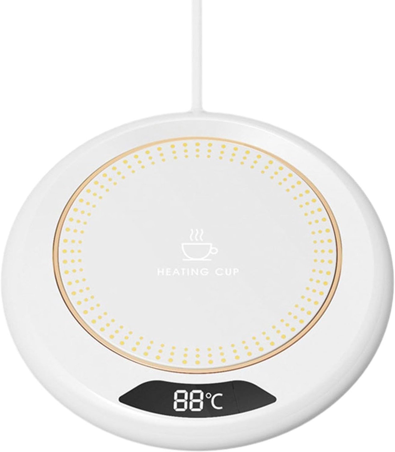 Elektrische bekerwarmer - Warme onderzetter met constante temperatuur - Digitaal led-display - 3 standen voor gelijkmatige verwarming van dranken - Automatische uitschakelfunctie - Voor koffie, melk en thee - Bureau-gadget voor thuis/kantoor - Wit