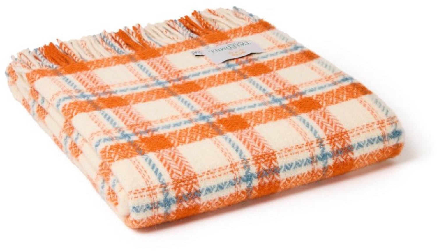 Tweedmill Plaid Trio Check Llwyd Oranje-Wit - 150x183 - Nieuw Wol - Tweedmill UK