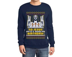Lelijke kersttrui voor heren - Sweatshirt met ‘Go Jezus It's Your Birthday’-print