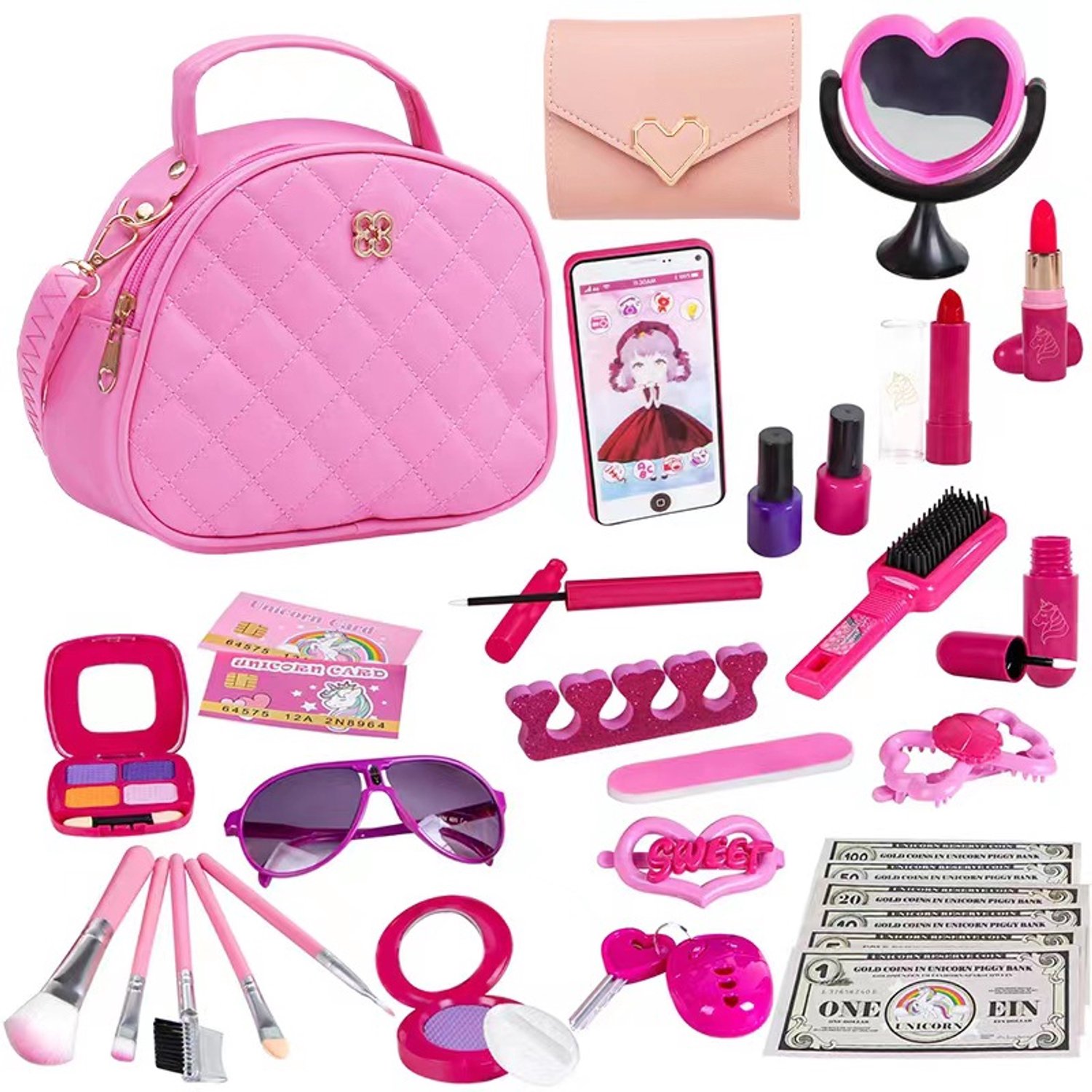 Realistische Cosmeticaspeelset Voor Kinderen, Fantasiespeelgoedset, Geschikt Als Kerst- Of Verjaardagscadeau.