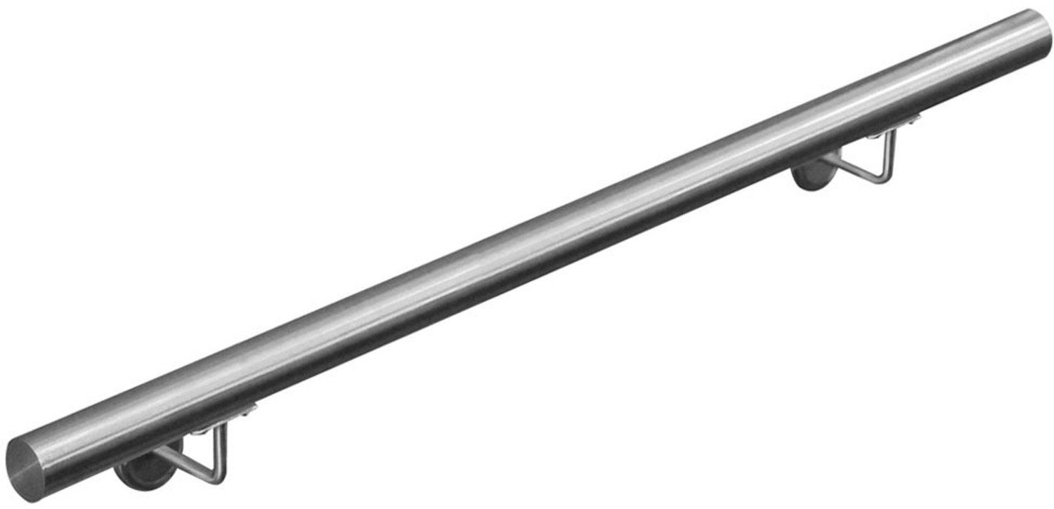 V2Aox RVS leuning / trapleuning, diameter: 4,2 cm, roest- en weerbestendig, inclusief bevestigingsmateriaal en steunen