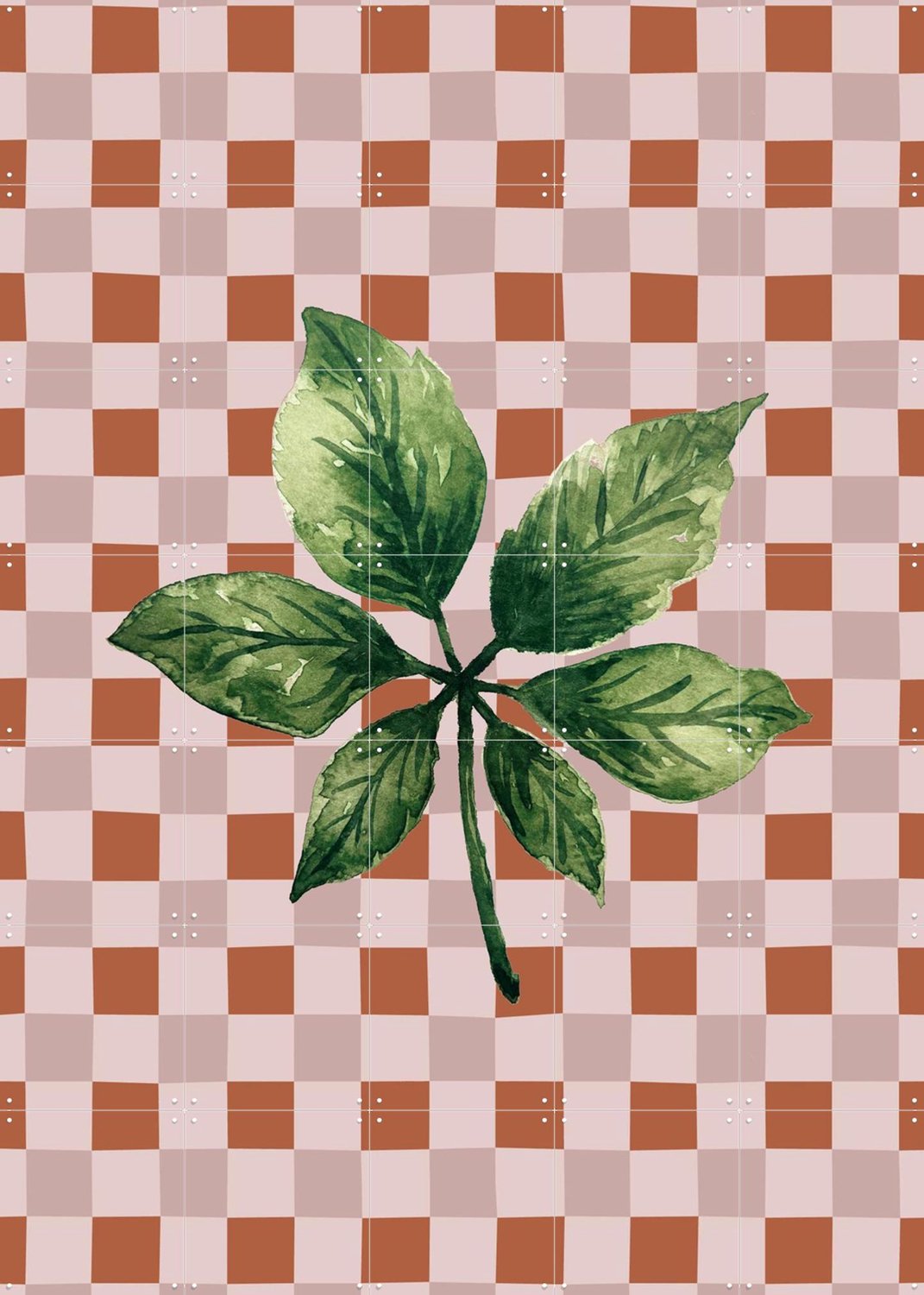 IXXI Chestnut Autumn Leaf, Palmartprints - 100 x 140 cm - Grote wanddecoratie en posters - Modern, Woonkamer, Slaapkamer, Gang, Eetkamer, Bladeren Roze / Groen