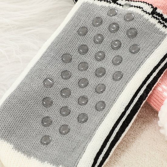 Een paar donkerpaarse, dikke, warme sokken - geschikt voor damesmaten 35-40 - antislip loungesokken - gemaakt van acryl - warm en comfortabel - geschikt voor dames — afbeelding 3