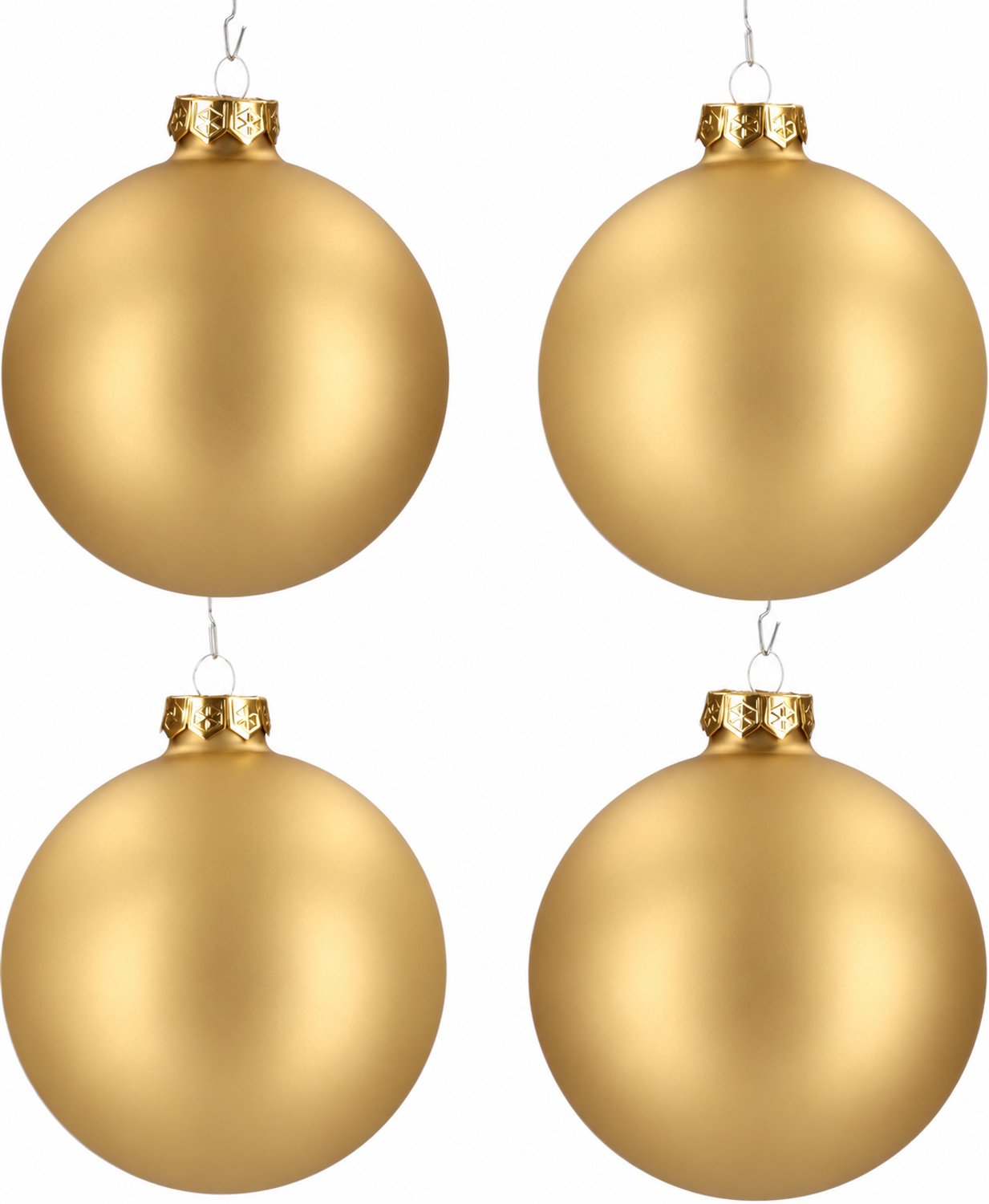 Glazen kerstballen - Set van 4 stuks/100mm - Luxe kerst decoratie - Sfeervolle kerstversiering voor in de kerstboom - Glas - Mat - Goud