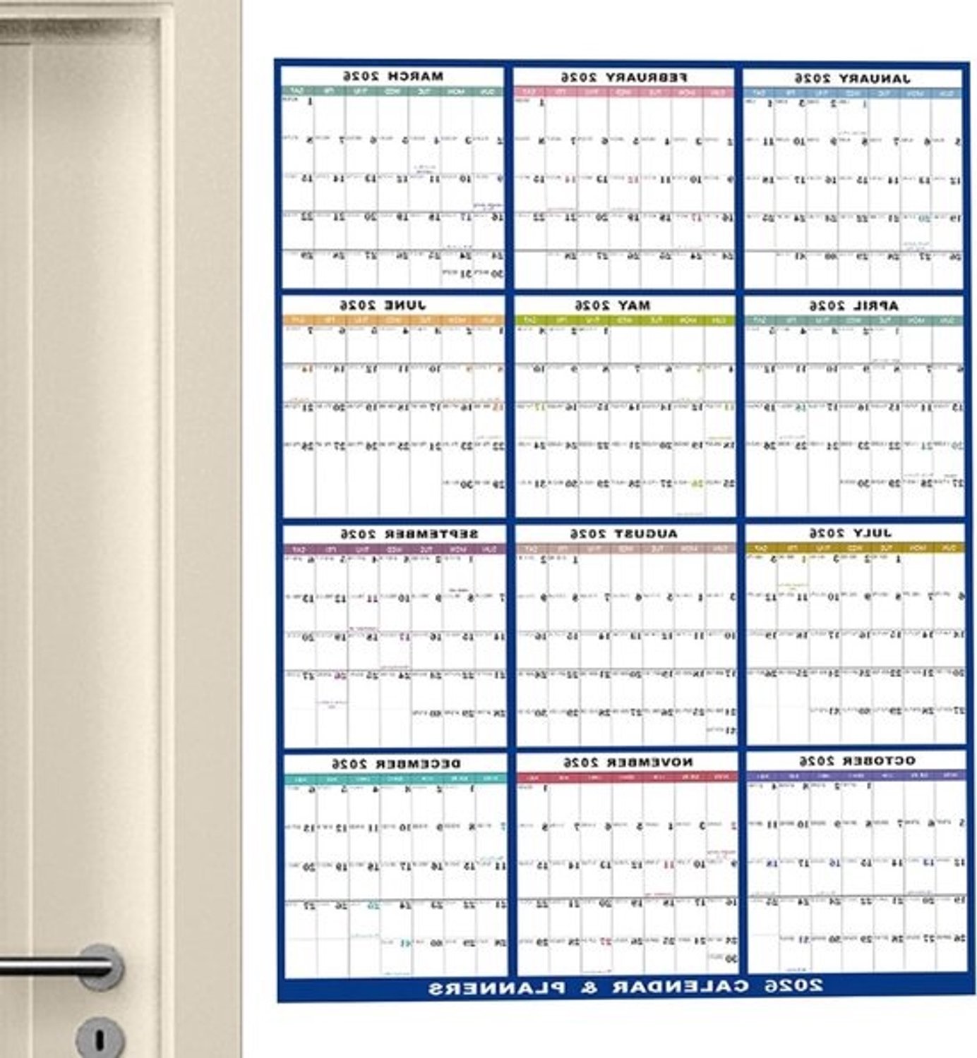 Wandkalender Jaarplanner - Jaarkalender 2026 - Maak een Planning - Visueel Weekendaccent - 60 X 90 Cm - Wit