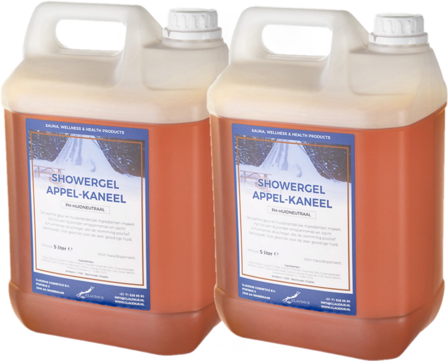 Claudius Douchegel Appel-Kaneel 5 liter - set van 2 stuks - showergel - navulling - voordeelverpakking