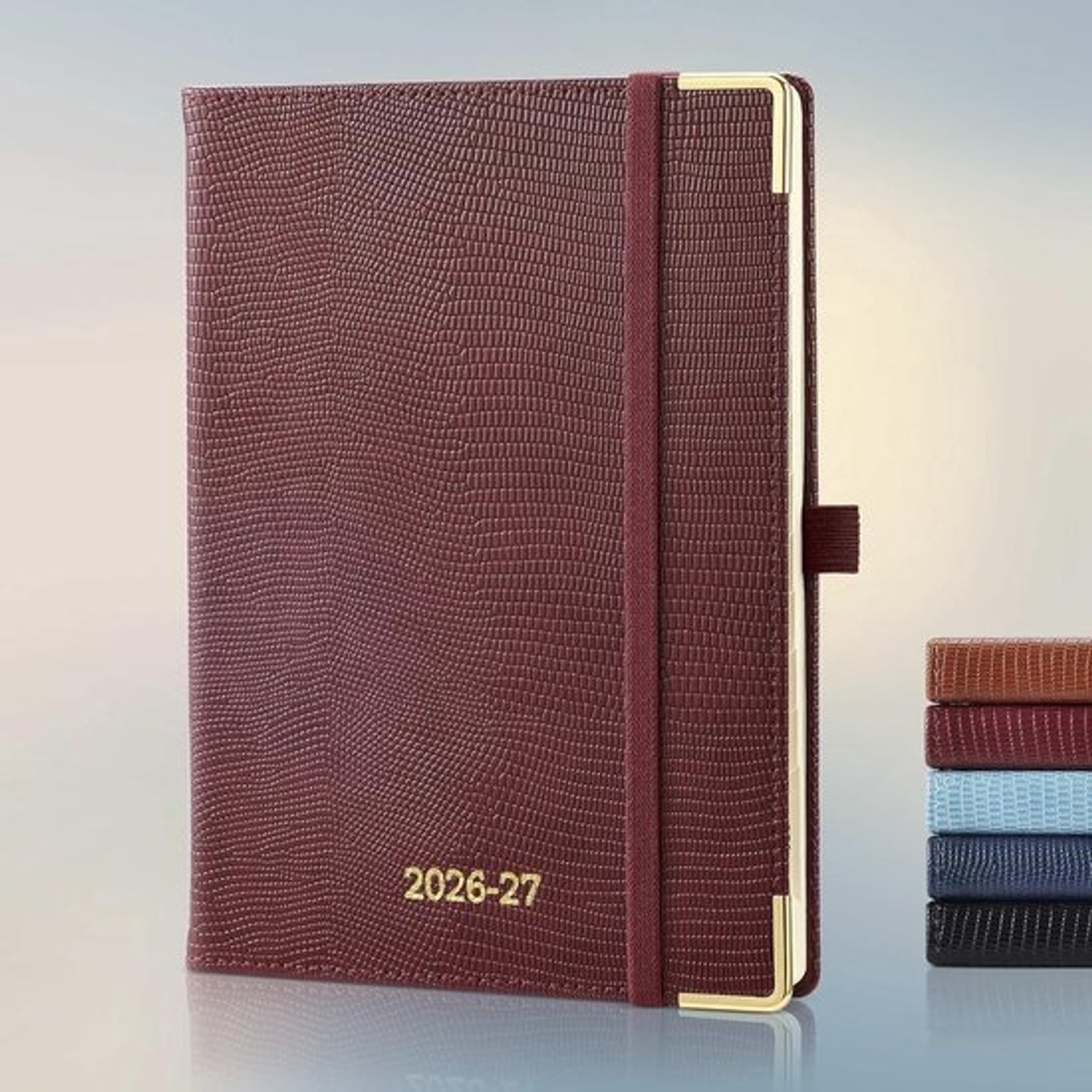 Agenda 2026 2027 - Weekplannerboek - Dagelijks plannen - Luxe PU-leer - A5-formaat - Wijnrood