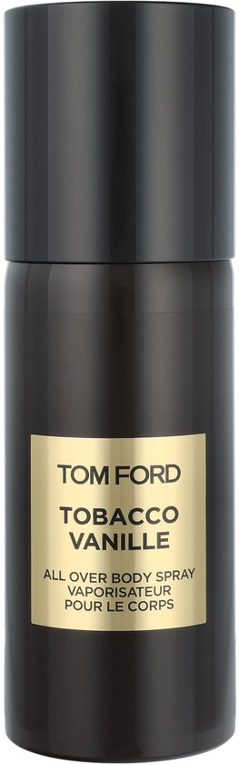 Donkerbruine Tom Ford Tobacco Vanille body spray met gouden label.