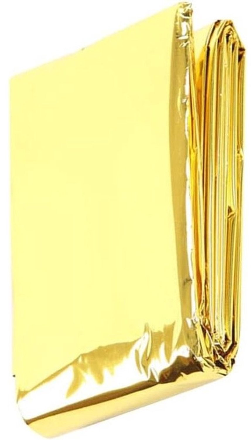 Nooddeken - Survival- en thermodeken - Voor buiten - Reflecteert warmte - 210 x 160 cm - Goud