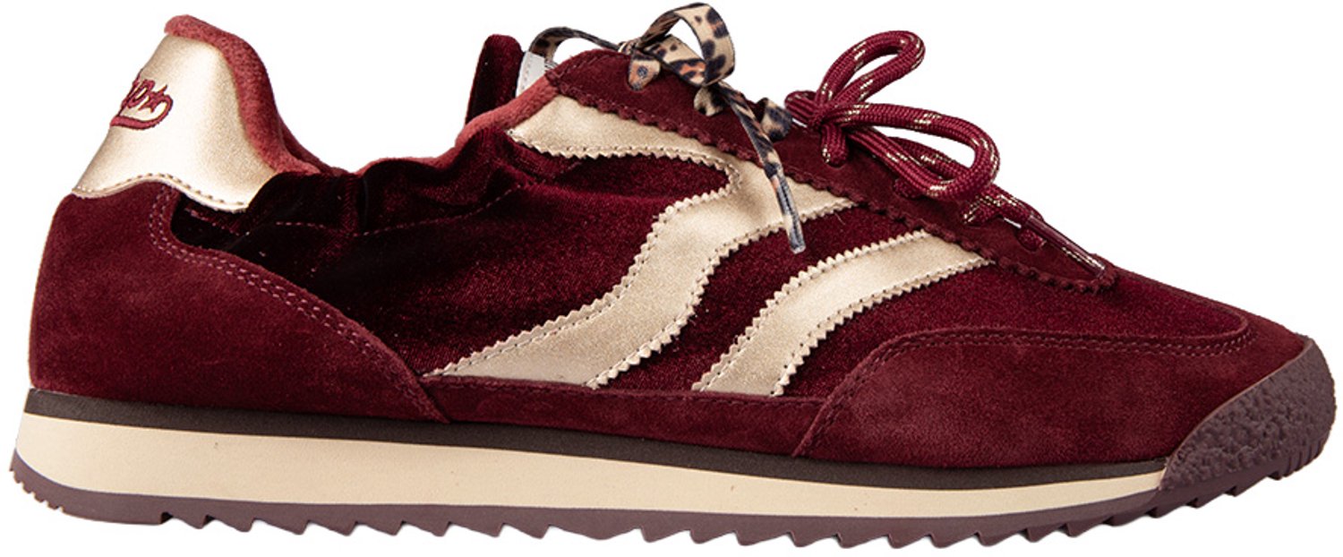 MRP dames sneaker Utah suède en velous rood en beige