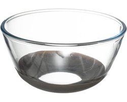 Glazen mengkom - Keukenkom - Beslag bereiden - Met antisliprand - 25 cm - Grijs