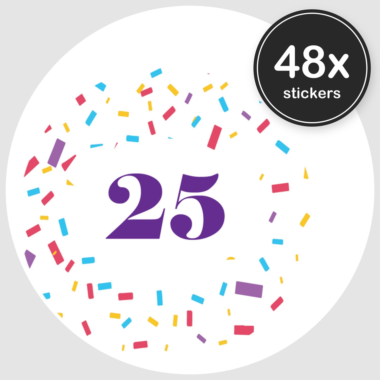 Sluitstickers Verjaardag - 48 stuks - Rond 30 mm - Verjaardag Stickers - Sluitzegel Uitnodiging - Design 070