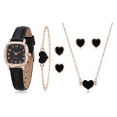 WiseGoods WS674 Luxe Horloge & Sieradenset Dames Rose Goud - Oorbellen, Ketting, Armband & Horloge - Sieraden Cadeau Set