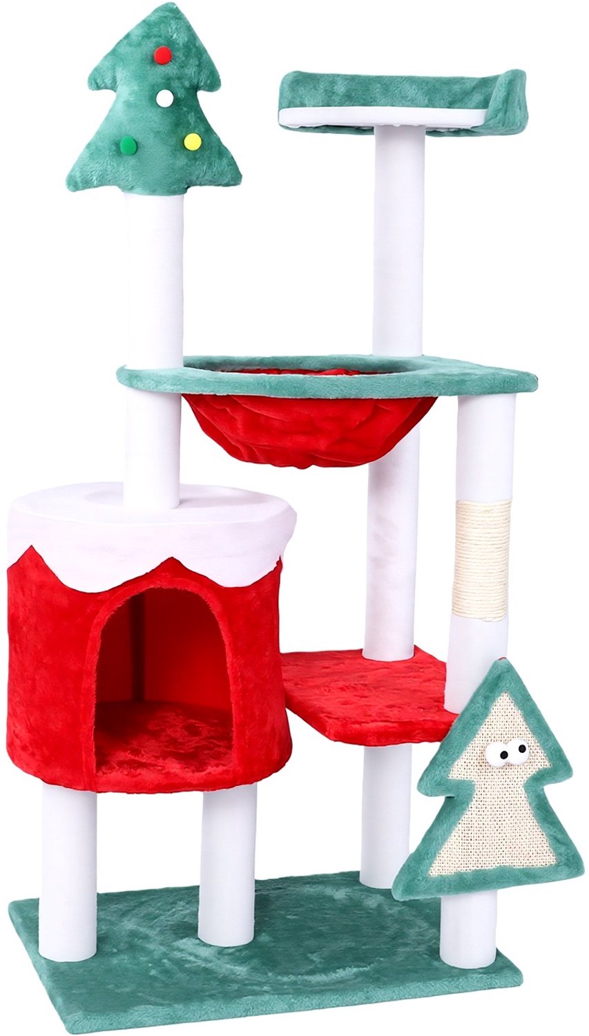 Kattenboom – 110 cm Hoog – Met Krabpaal – Met Hangmat – Rood en Groen