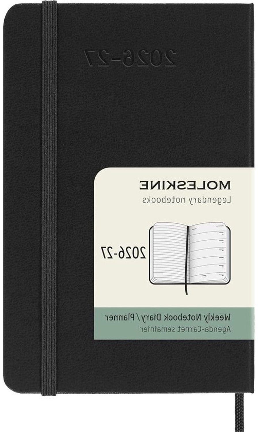 Weekkalender 2026-2027 - Agenda voor 18 maanden - Weekplanning en notities - Harde kaft - 9 x 14 cm - Zwart