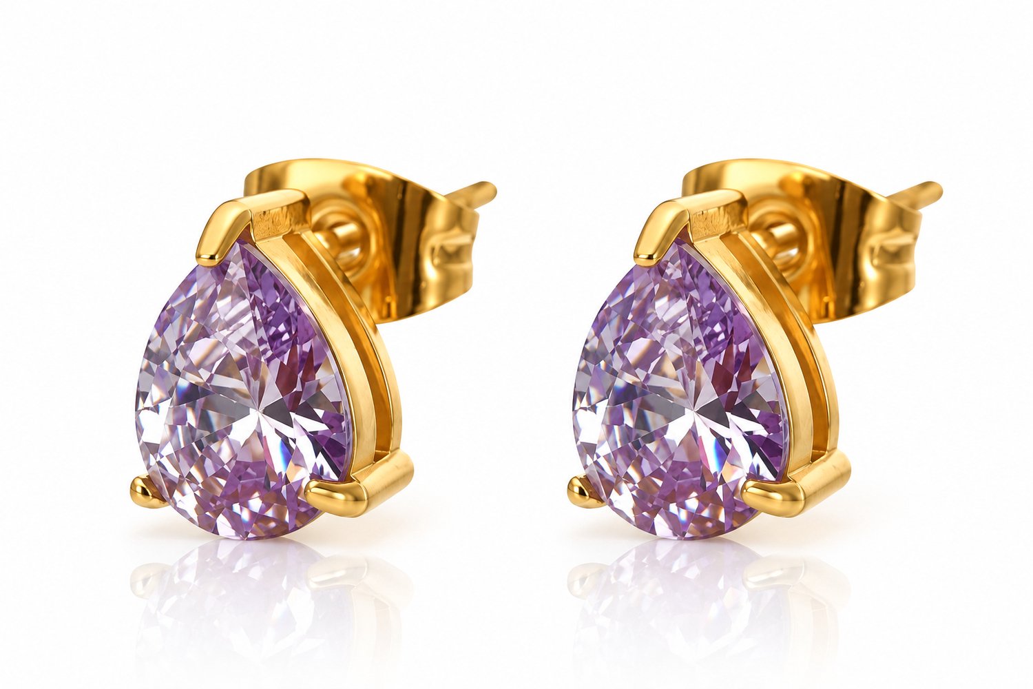 Maevi® Geboortesteen Oorbellen - Maand: Juni - Kleur: Goud - Oorknopjes / Oorbellen - Hoge Kwaliteit - RVS / Roestvrijstaal / Stainless Steel - Incl. Luxe Verpakking - Sieraden Vrouwen / Dames / Moeder - Geboorte Cadeau / Kraamcadeau
