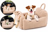 Autostoel hond – Flamingo Autostoel Clifford Beige – 60x60x33cm – veilig & comfortabel – wasbare hoes