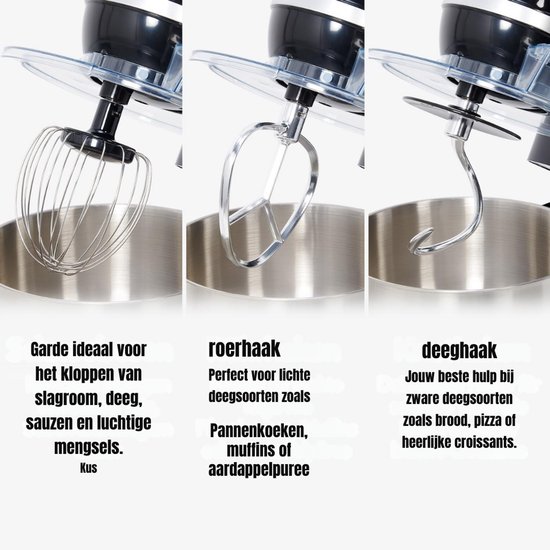 Levo® Mixer met mengkom - Mixer - Mixer met mengkom keukenmachine - zwart- 37cm x 24cm x 32cm van Levo — afbeelding 5