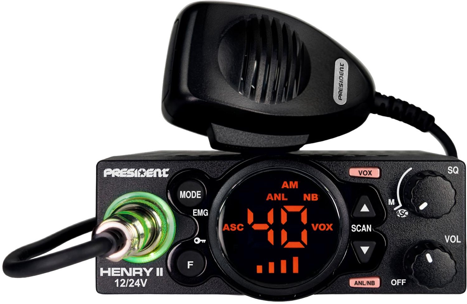 PRESIDENT HENRY II / AM/FM - CB radio - 12/24 Volt - 27 MHz - VOX