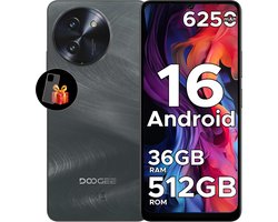 DOOGEE Note59 Pro+ 5G - Mobiele telefoon - Smartphone - 36 GB RAM+ 512 GB ROM - Android 16 - 6,75 in HD+ 120 Hz - 6250mAh/18W - UNISOC T8200 - Camera 50 MP - Face ID - GPS - Zwart