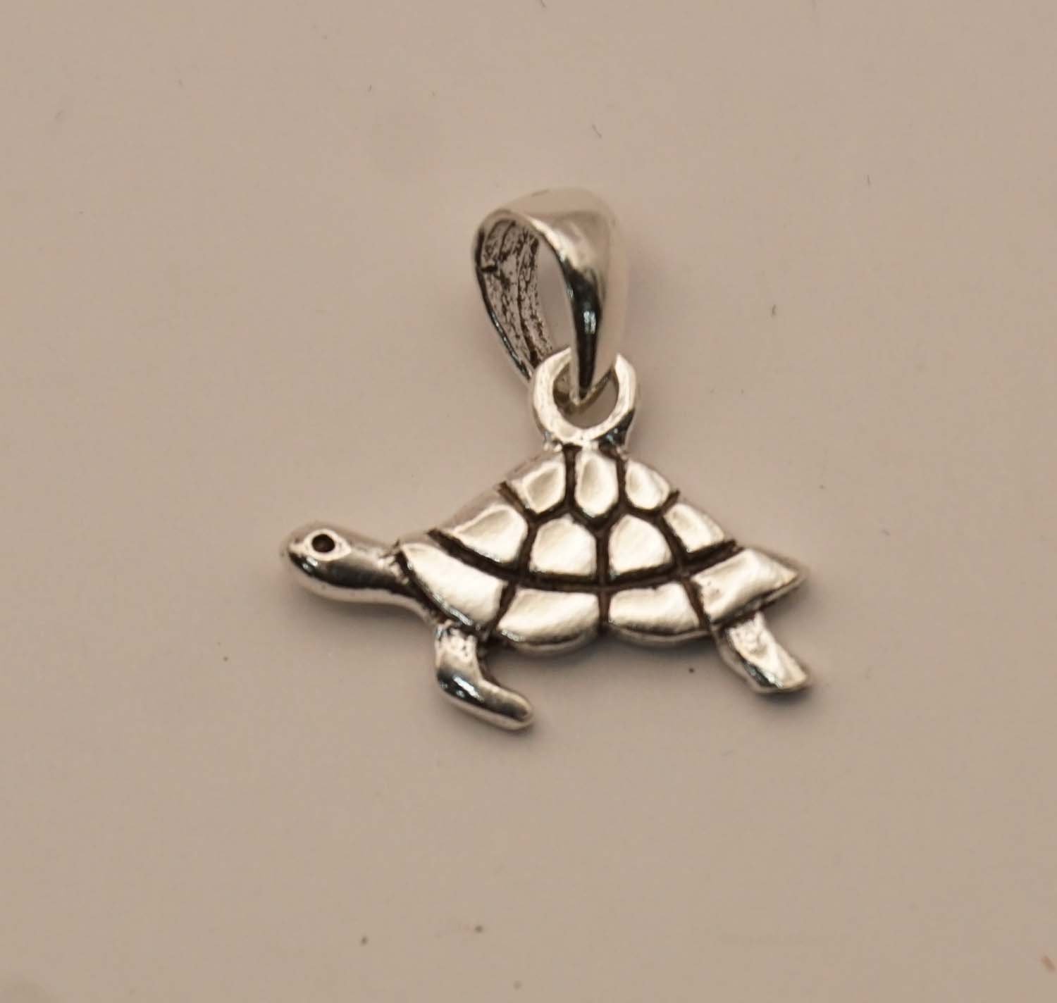 Zilveren hanger schildpad - sterling zilveren hanger van een klein schildpadje - zeeschildpad voor aan ketting - hanger van zeeleven wezen - lief klein zilver hangertje