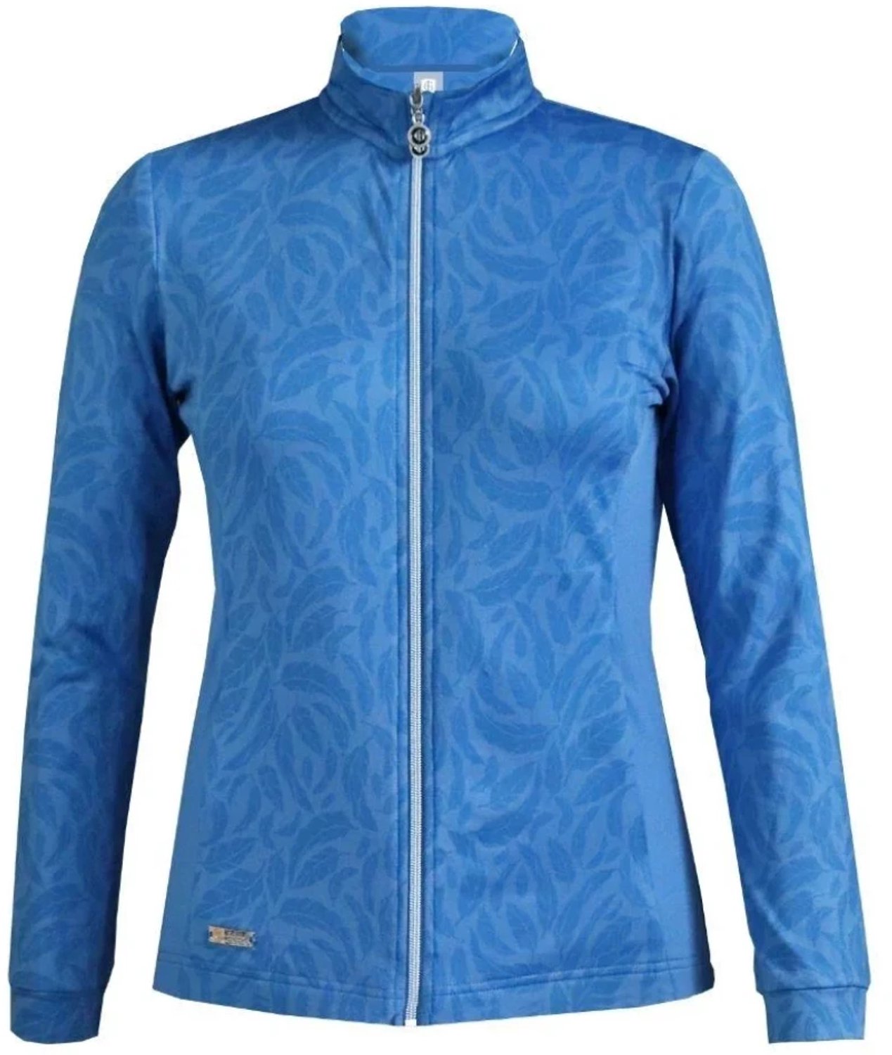 Island Feather Print Stretch Dames Top Layer Blauw