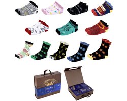 Harry Potter Sokken Giftset – 12 Paar – Sokken Maat 38-45 One Size – Hogwarts Cadeau Set