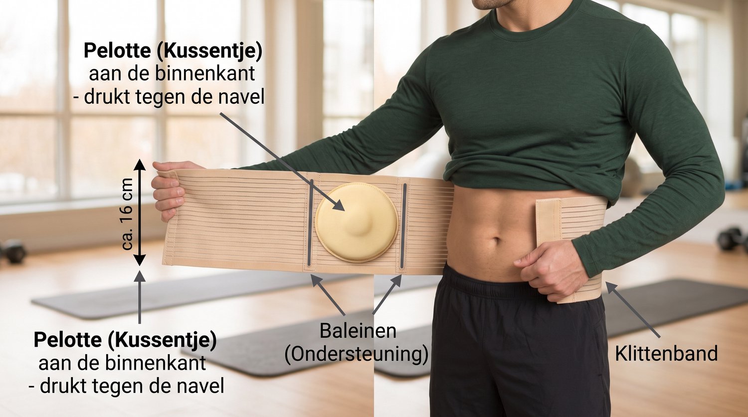 ARCH Navelbreukbandage - Buikband met Drukkussen en Zijsteunen - Beige - Maat L