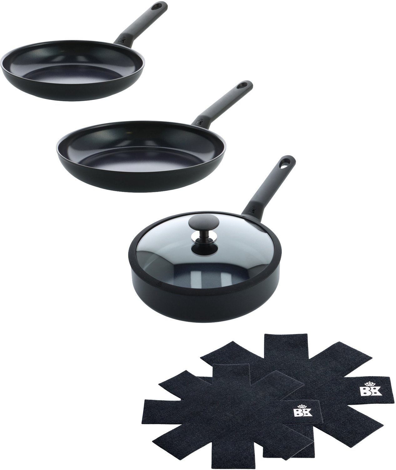 Blue Label Induction 3pc set + pan protectors (2 frypans + hapje + Pan protectors)