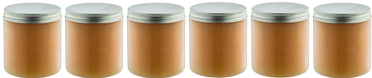 Claudius Bodyscrub-Gel Honey - 400 gram - Pot met aluminium deksel - set van 6 stuks - Hydraterende Lichaamsscrub - Body Scrub