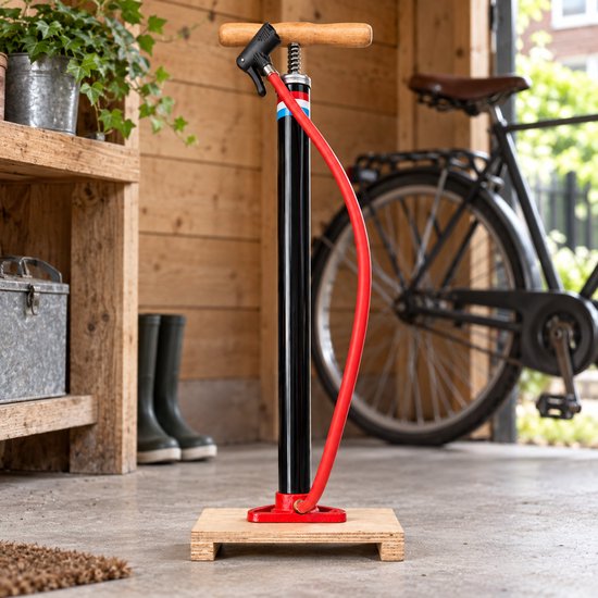 Fietspomp Holland - 60 cm - 3 Bar - Houten Handvat en Voetplank - Dunlop — afbeelding 4