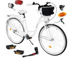 Davi Lila – Stadsfiets – 28 inch – 1 versnelling – Terugtraprem/V-brake – Lage instap – 160-185 cm – Wit/Zwart