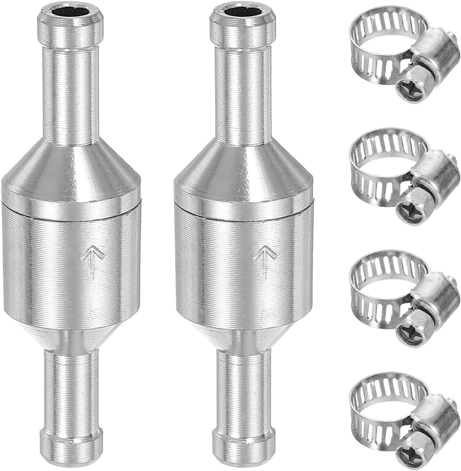 Terugslagklep 6 mm - aluminiumlegering - 2 stuks met klemmen - perfect voor brandstof en olie - m-winkel
