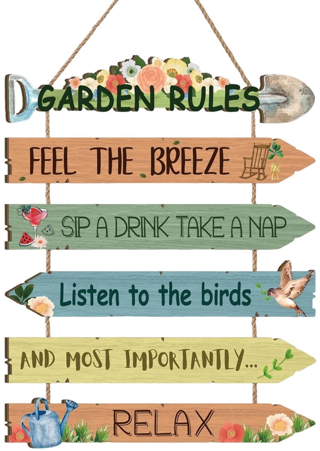 Tuinbord van Hout - Tuindecoratie met Bloemen en Vogels - Wanddecoratie voor de Tuin - Cadeau voor Tuinliefhebbers - Voor Tuin, Balkon en Terras