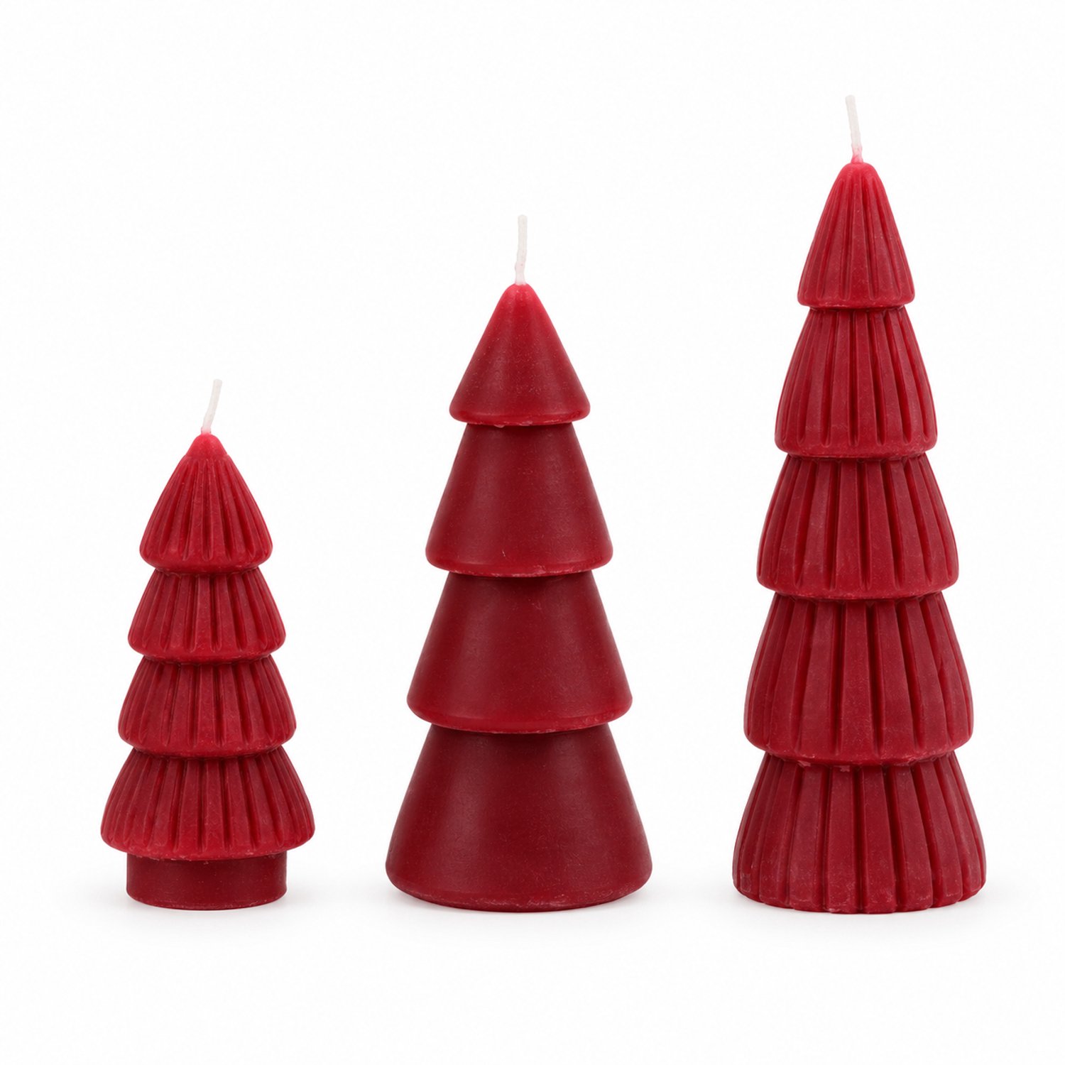 Home Society Kaarsen - Kerstboom - Set van 3 - Rood - 9, 12 en 15cm hoog