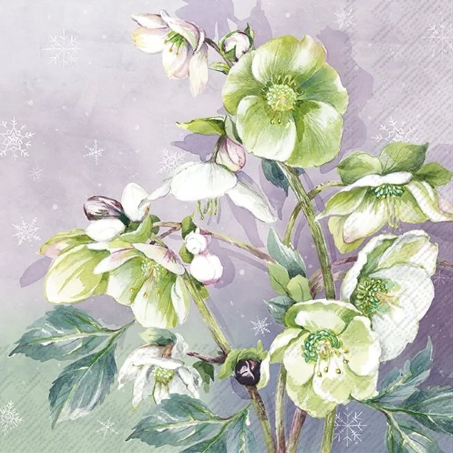 Servetten "WINTERBOEKET licht lila" 33x33 cm
