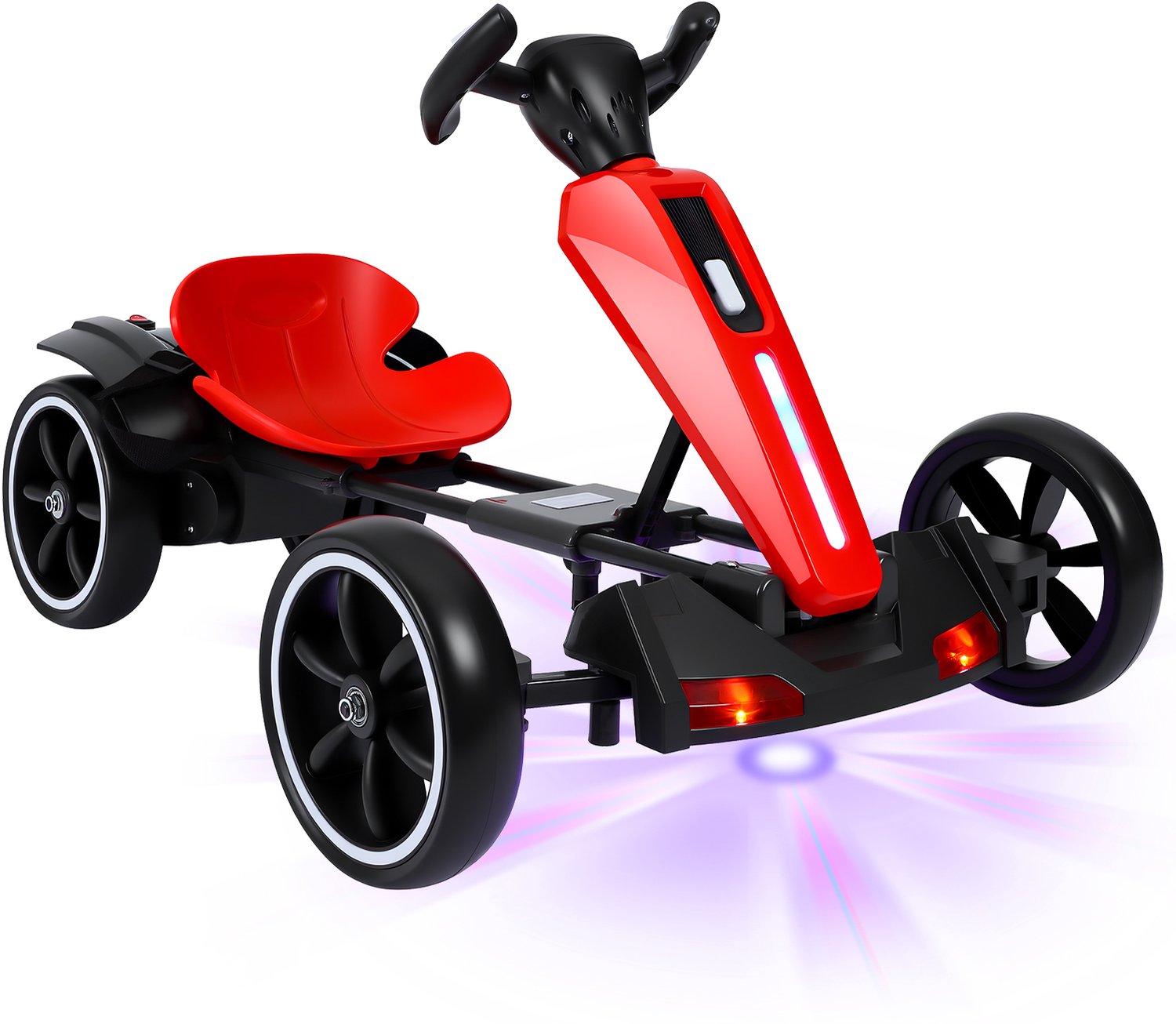 Elektrische Kinderkart 12V – Opvouwbare Offroad Gokart met Afstandsbediening, Dubbele Motor, Muziek & LED – Voor Kinderen van 3-8 Jaar (Max. 50 kg) – Incl. Oplader - Rood