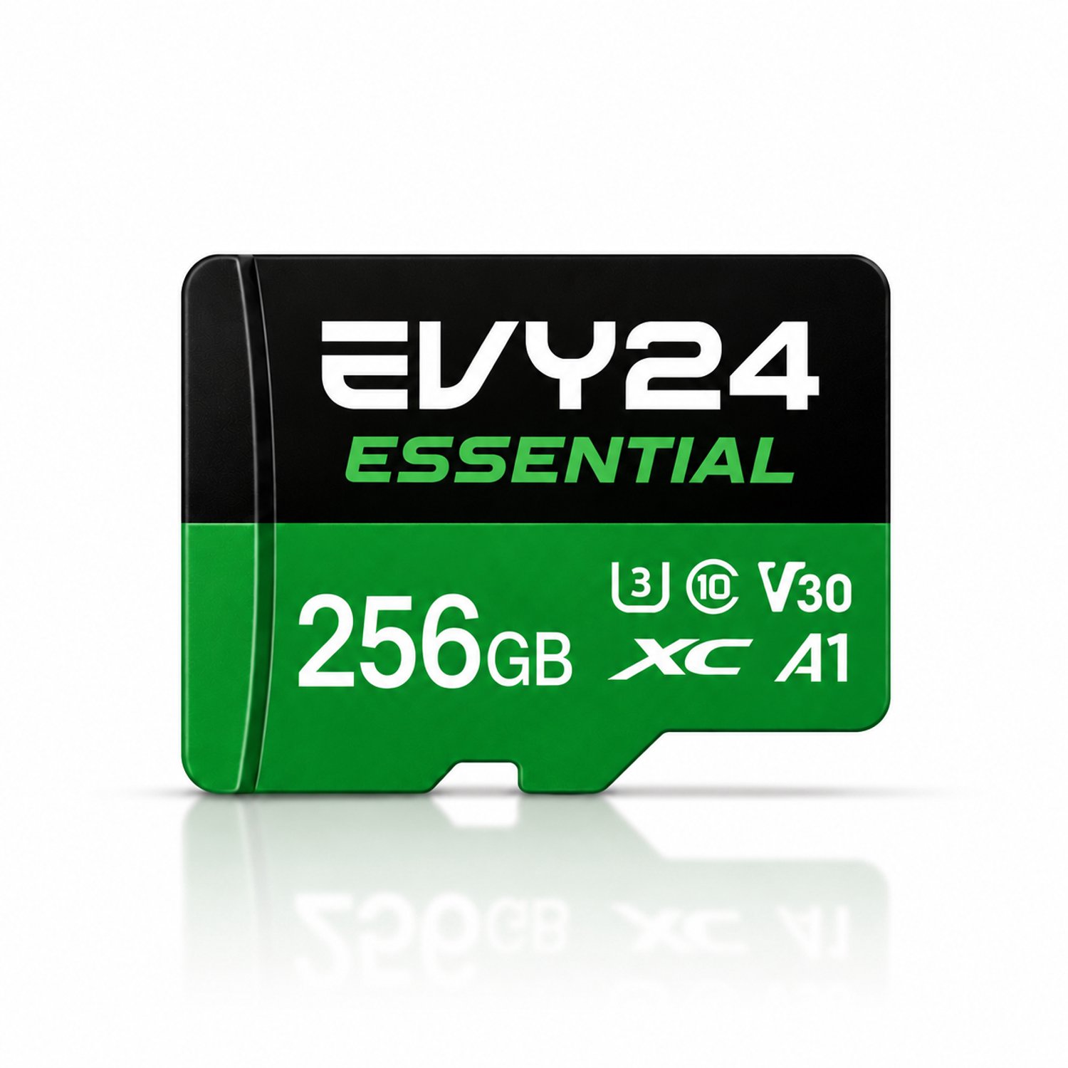 Evy24 Essential Micro SD Kaart 256GB met SD Adapter - MicroSDXC Geheugenkaart - 90 MB/s Lezen, 70 MB/s Schrijven - A1 U3 V30 Class 10 - Voor Smartphone, Tablet en Camera