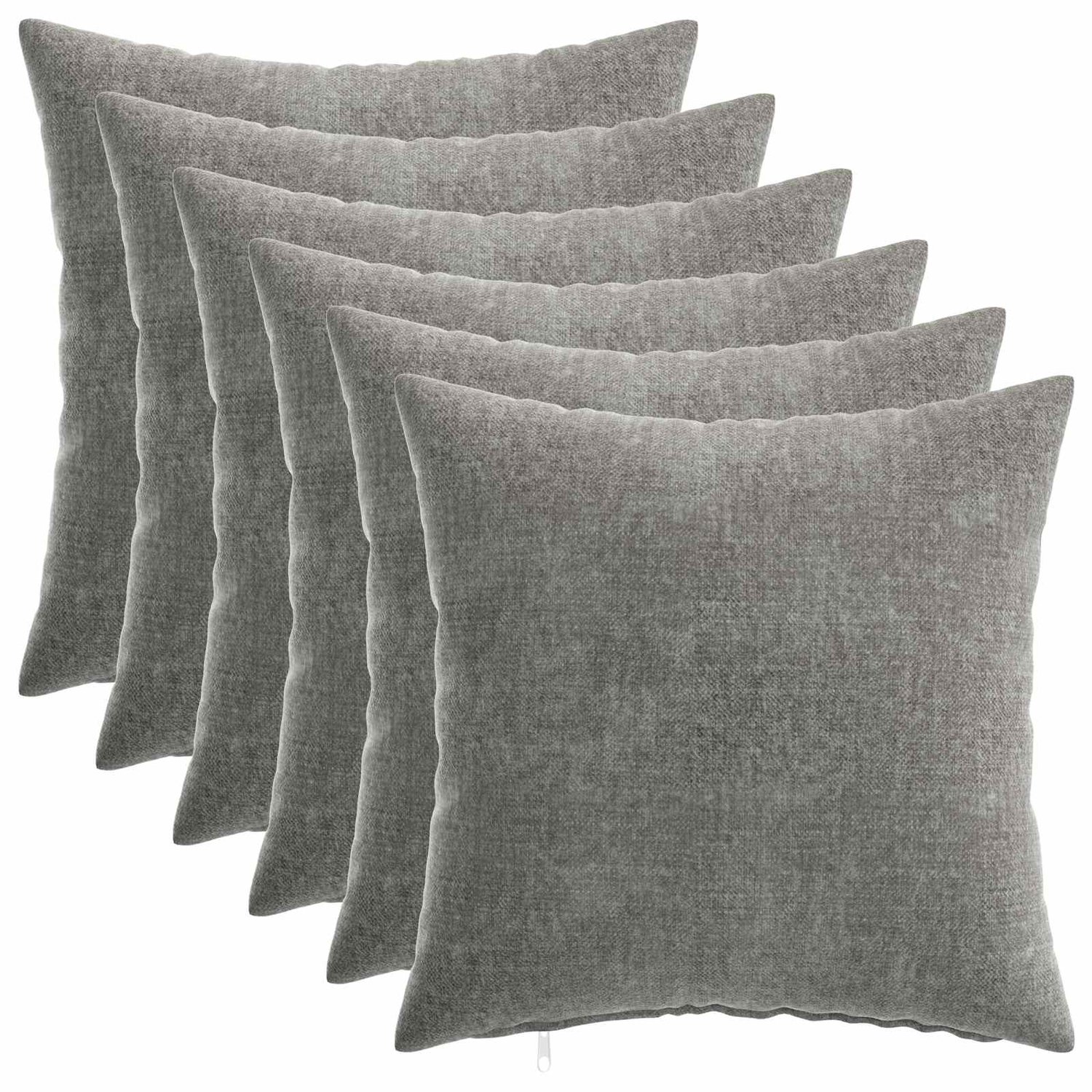 vidaXL Dekenkussen - 6 - st - HEERLEN - Donkergrijs - 45 - x - 45 - cm - Chenille - Stof