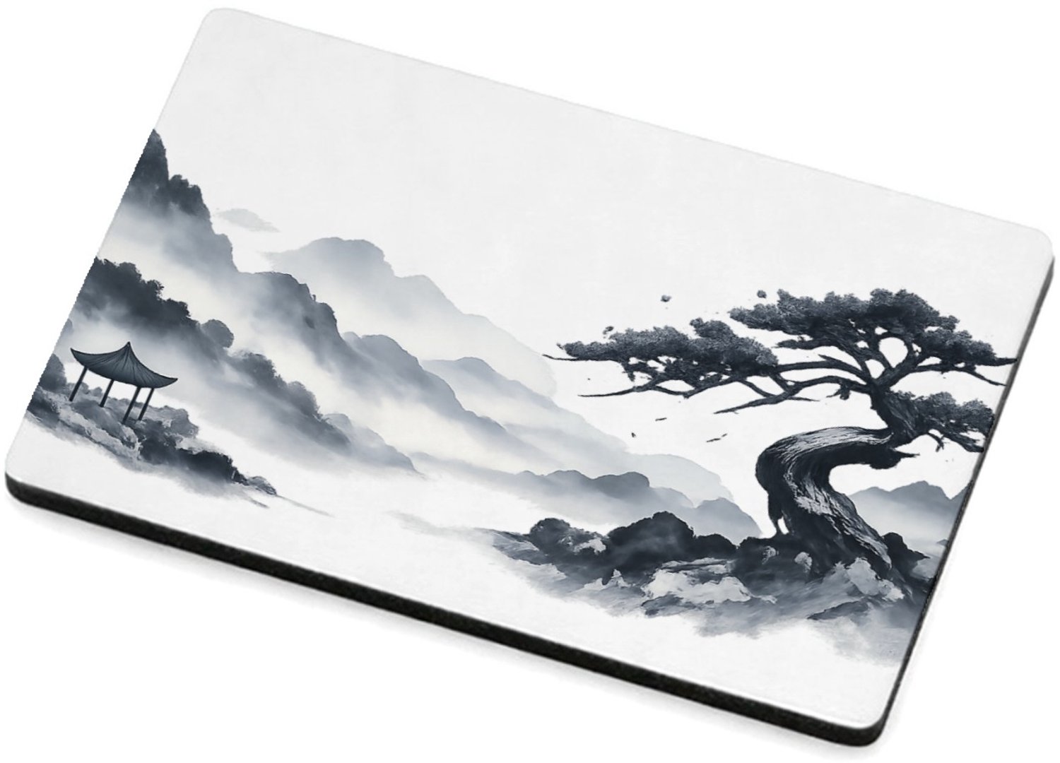 Mr Cadeautjes MDF magnetische fotolijst 7,5 x 5 - design Elegante bospaadjes in mist met een enkele kromme den als bl | cadeau Wit