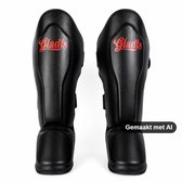 Gladts Classic Scheenbeschermers – Zwart/Rood – Maat XL – Kickboksen, Muay Thai en MMA