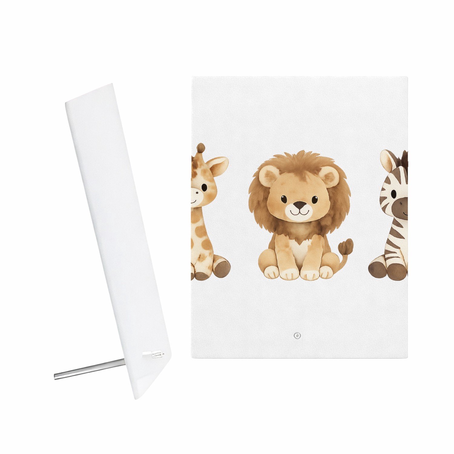 Mr Cadeautjes Glazen fotopaneel Rustig drieluik met bosdieren in zachte aquarel - 15 x 20 cm, staand - glas, decoratie, wanddecoratie | cadeau Wit