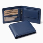 Lundholm Portemonnee Dames Leer Azuurblauw - Göteborg Serie - Soepel Nappaleer Billfold met RFID Anti-Skim - 15 Pasjes, Ritsvak & Muntvak - Portefeuille Dames - Cadeau voor Haar