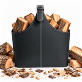 Soluflame® Houtmand kunstleer 30L Grijs - Houtmand haardhout - Houtopslag - Opbergmand