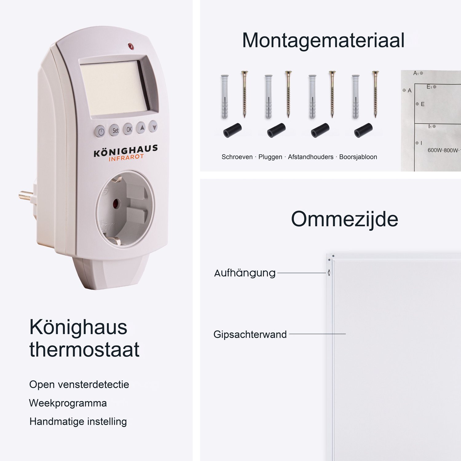 Infrarood paneel | Infrarood verwarming met thermostaat | 600W | panorama afbeelding 12 | – foto 4