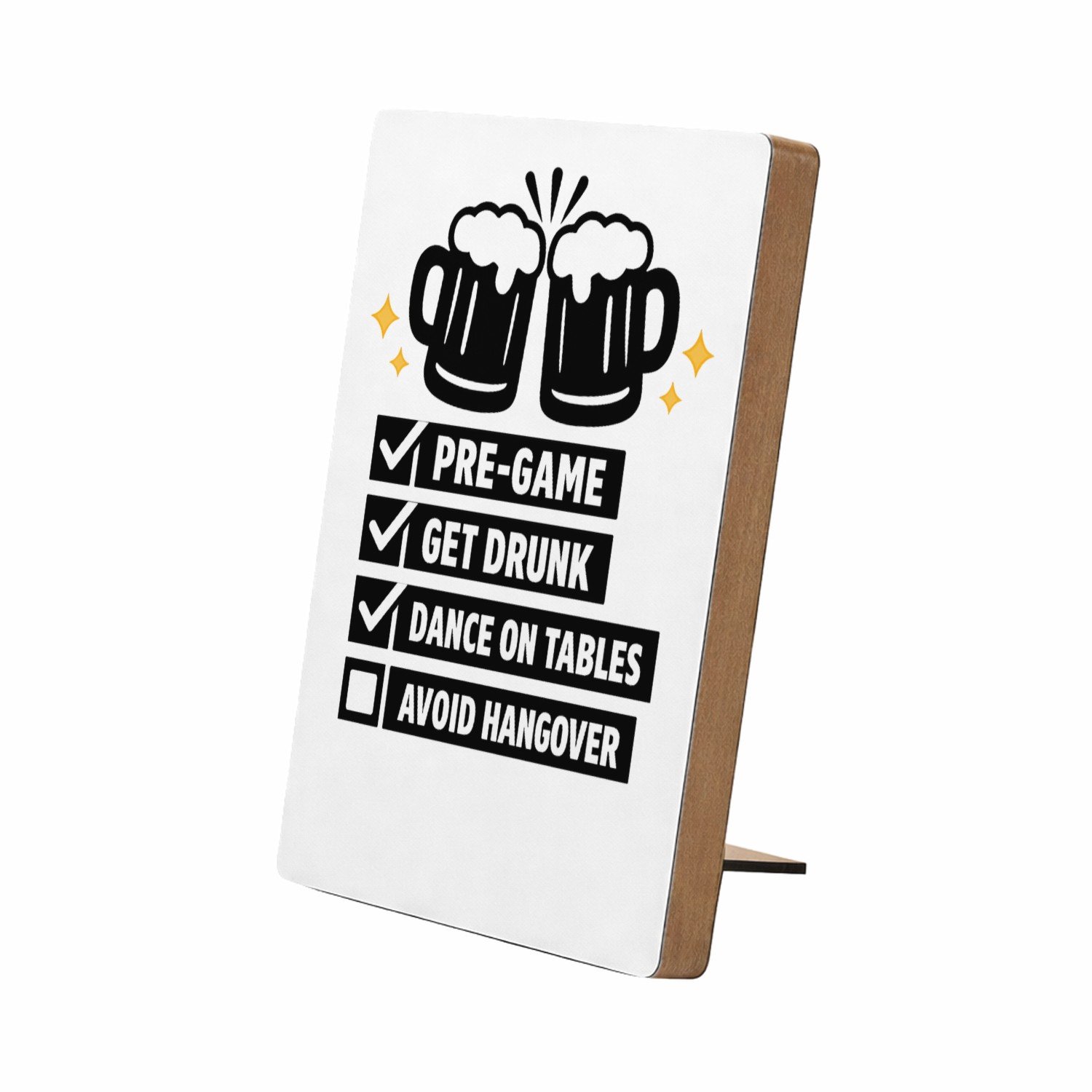 Mr Cadeautjes Glasframe/MDF 12,7 x 17,8 - design Minimalistische checklist-print voor een vriendendag met een | cadeau Wit