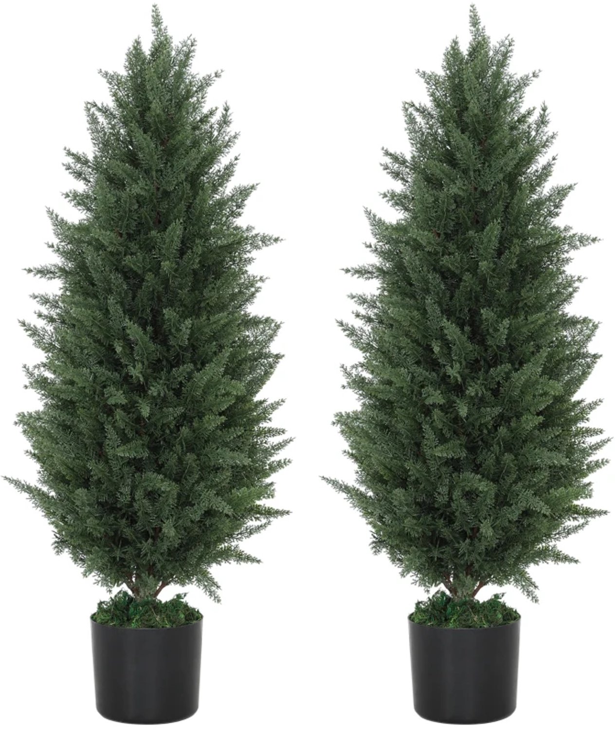 ZYLARO Kunstcipressen - Set van 2 - 831 bladeren - Cementpot - UV-bestendig - 90 cm - Groen